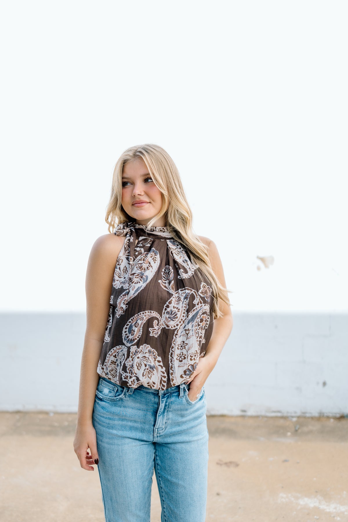 HALTER PAISLEY PRINT TOP