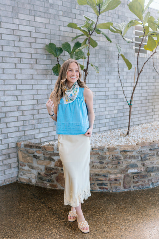 LACE TRIM MIDI SKIRT