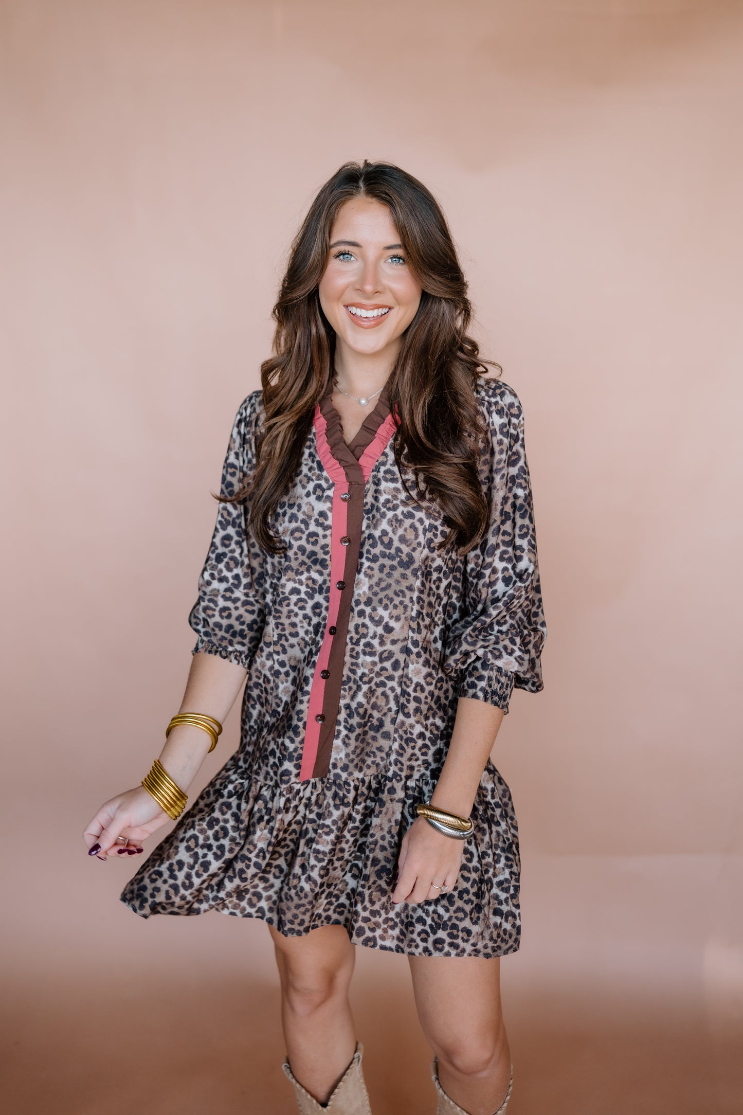 GETTING YA BACK LEOPARD DRESS