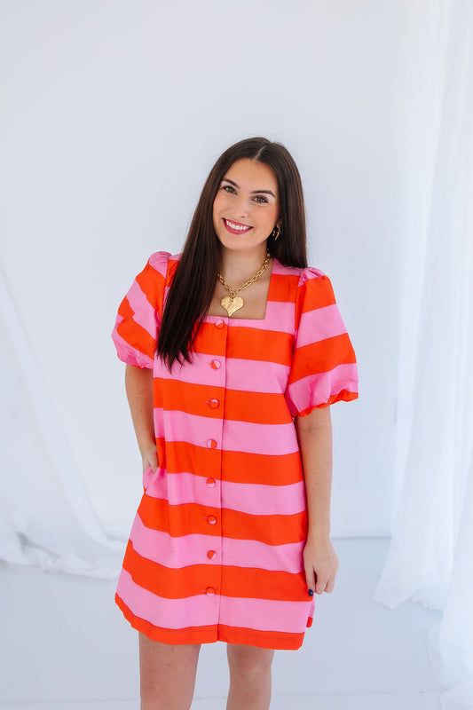 SOMETHING PREPPY STRIPE MINI DRESS