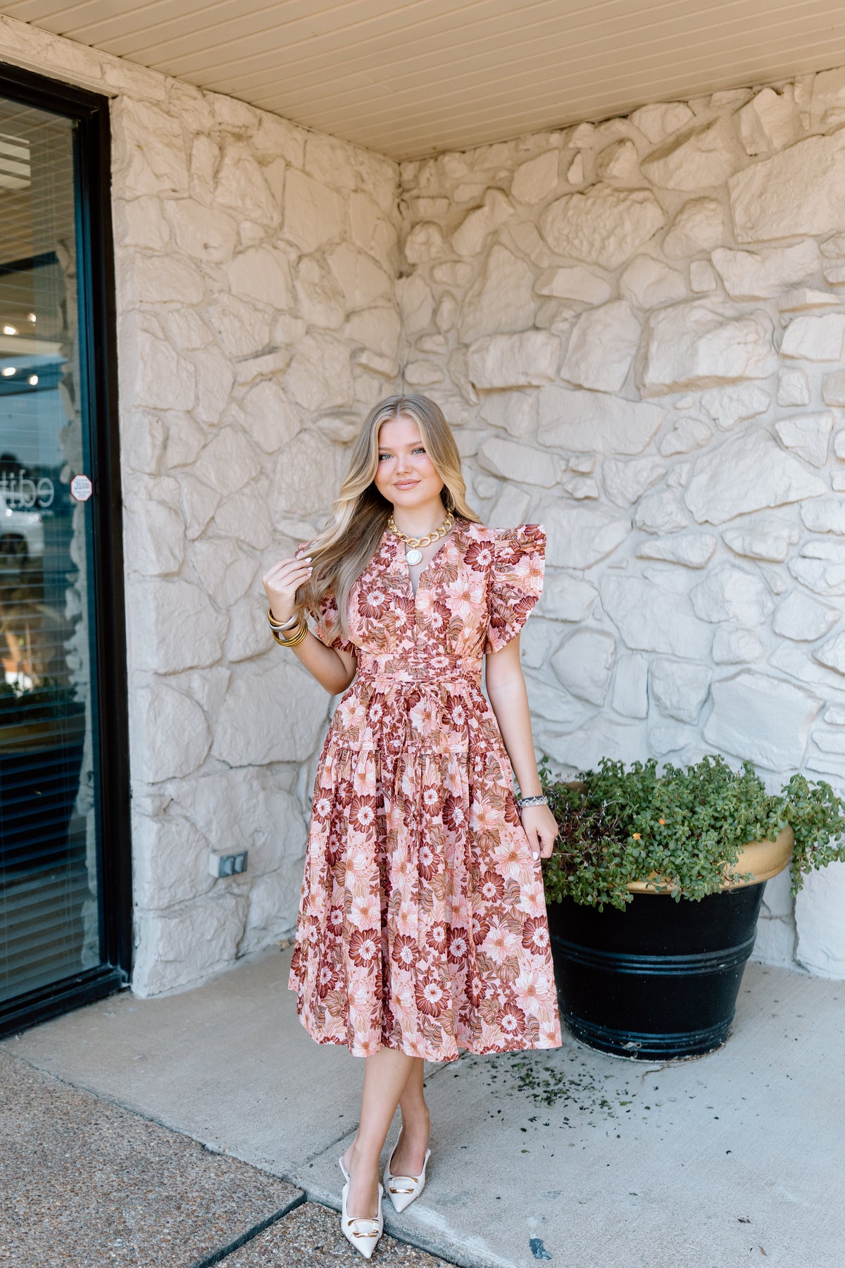 COME BEFORE YOU FLORAL MIDI DRESS