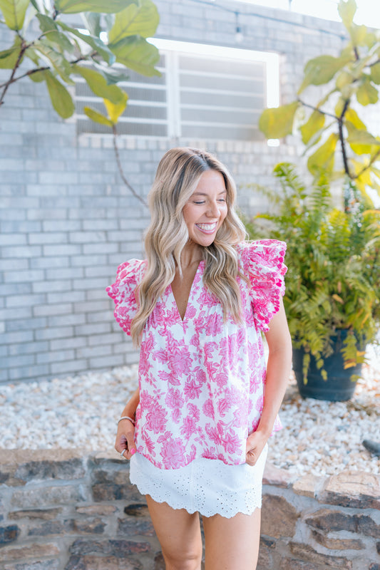BOTANICAL GARDIN PINTUCK TOP