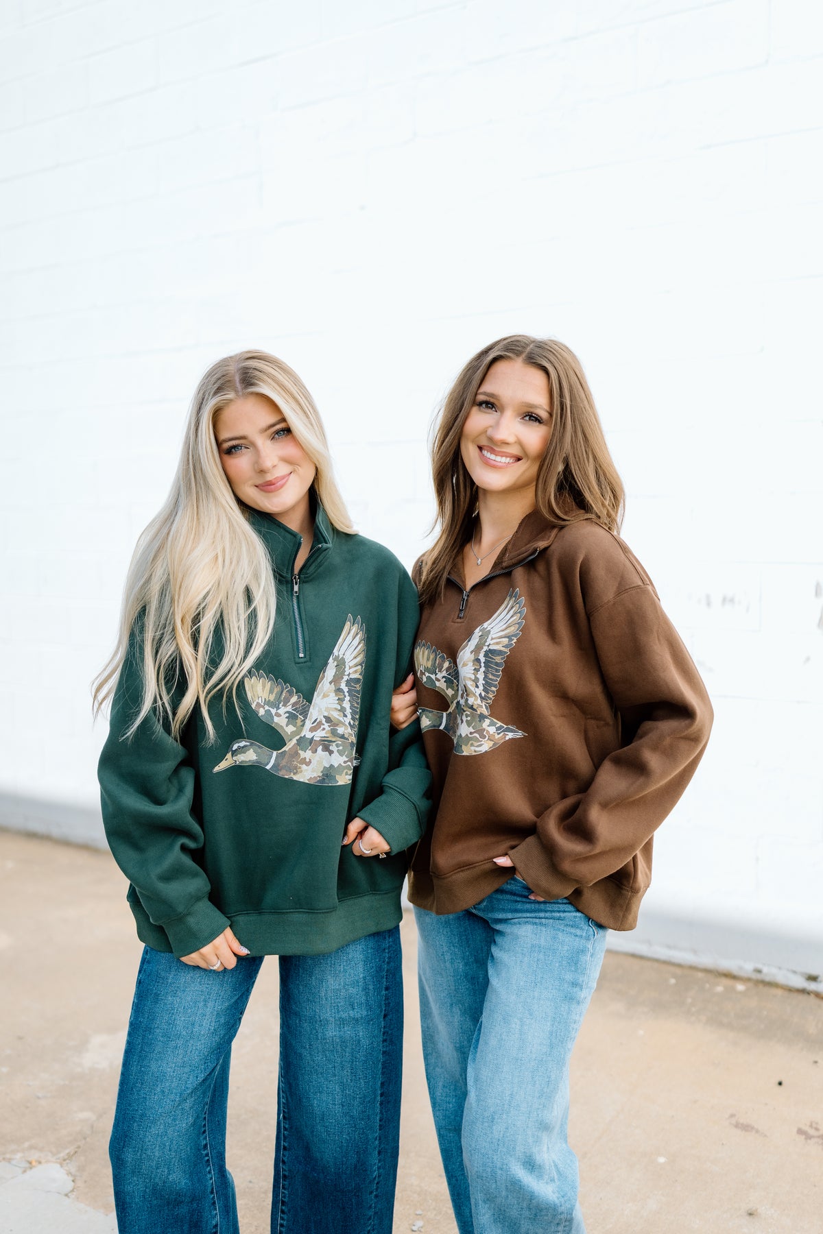 Camo Flying Mallard Print Half-Zip Sweatshirt