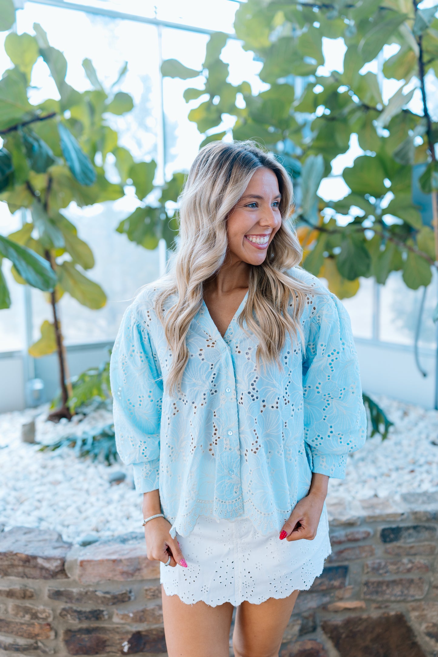 EMBROIDERED EYELET COTTON TOP