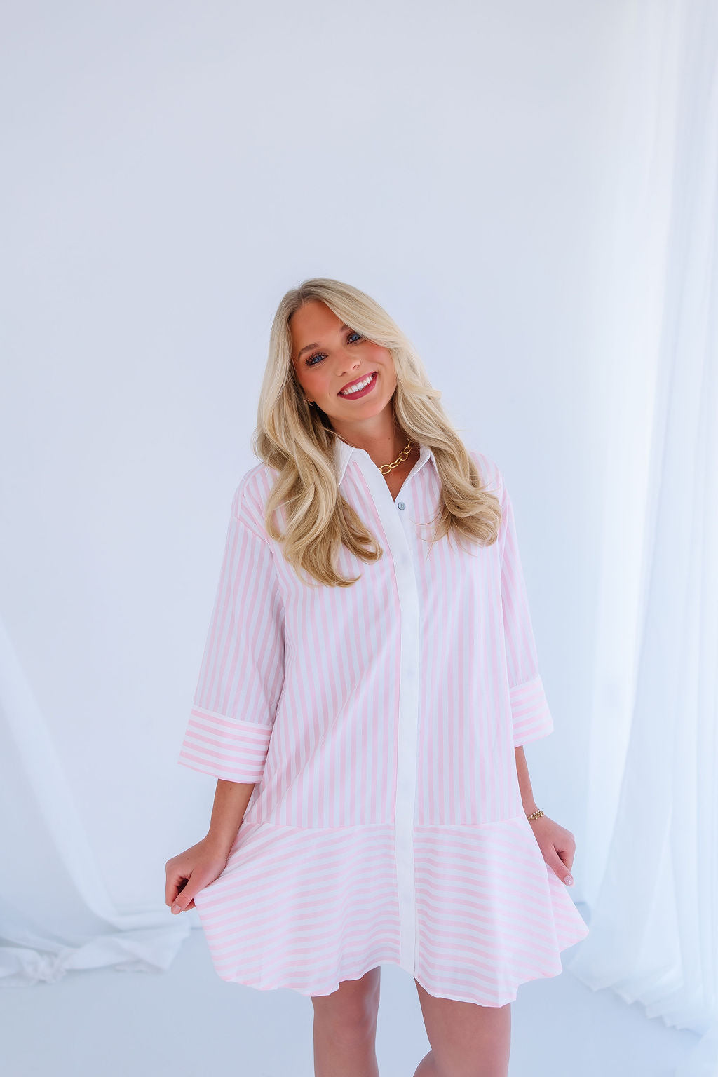 STRIPE COLLAR MINI DRESS