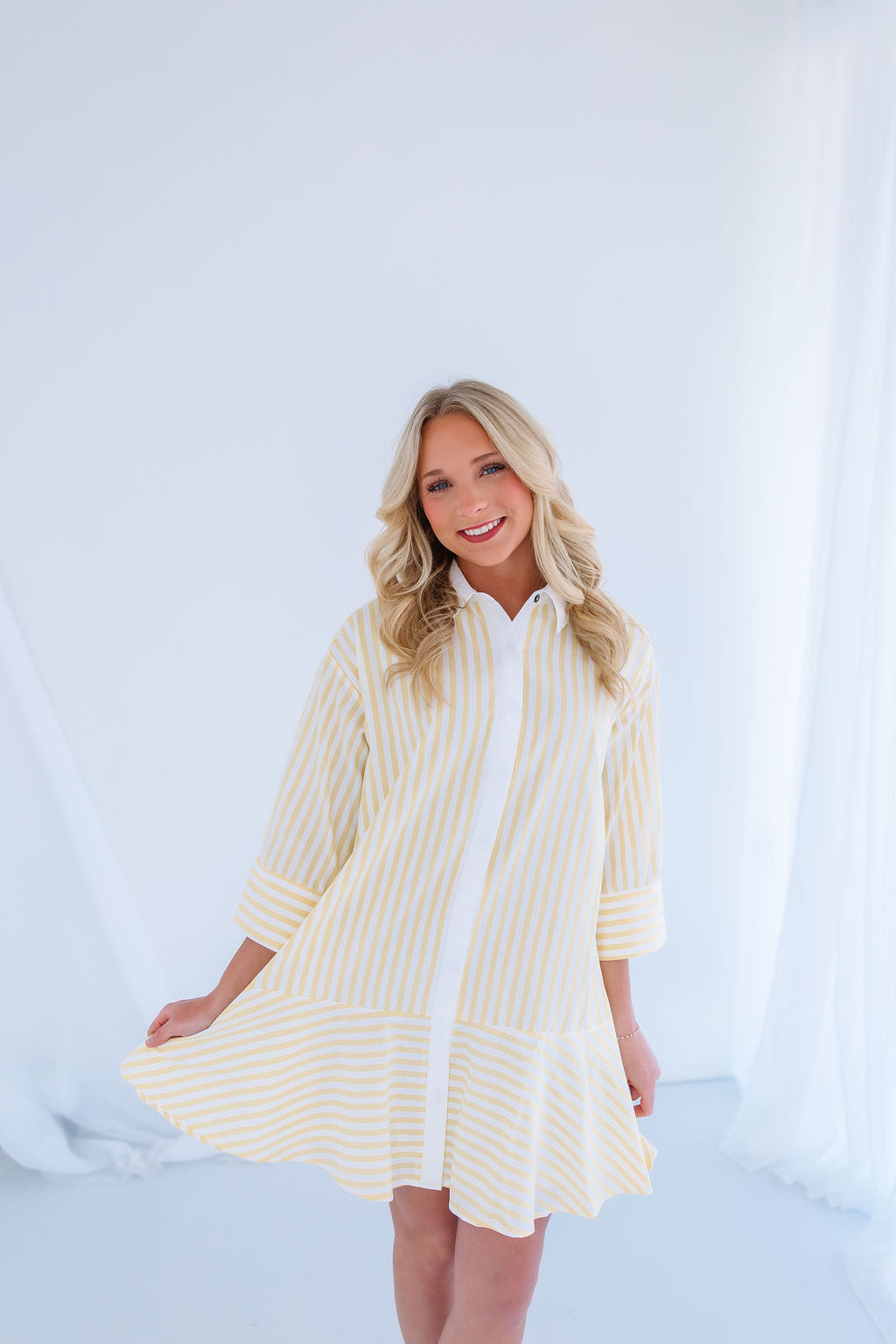 STRIPE COLLAR MINI DRESS