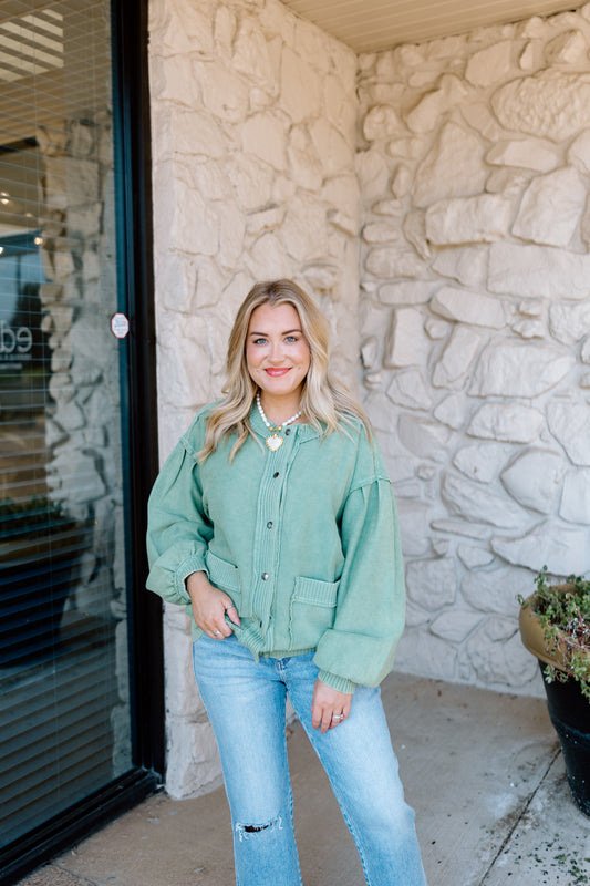 BUTTON DOWN MINERAL WASH CARDIGAN