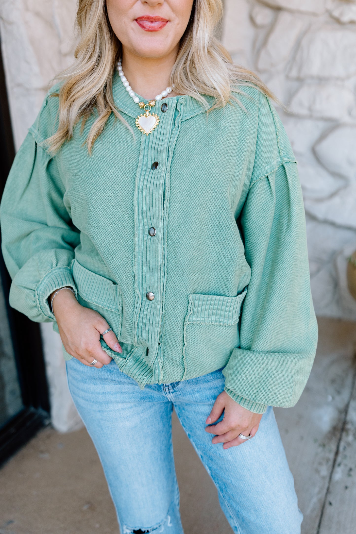 BUTTON DOWN MINERAL WASH CARDIGAN