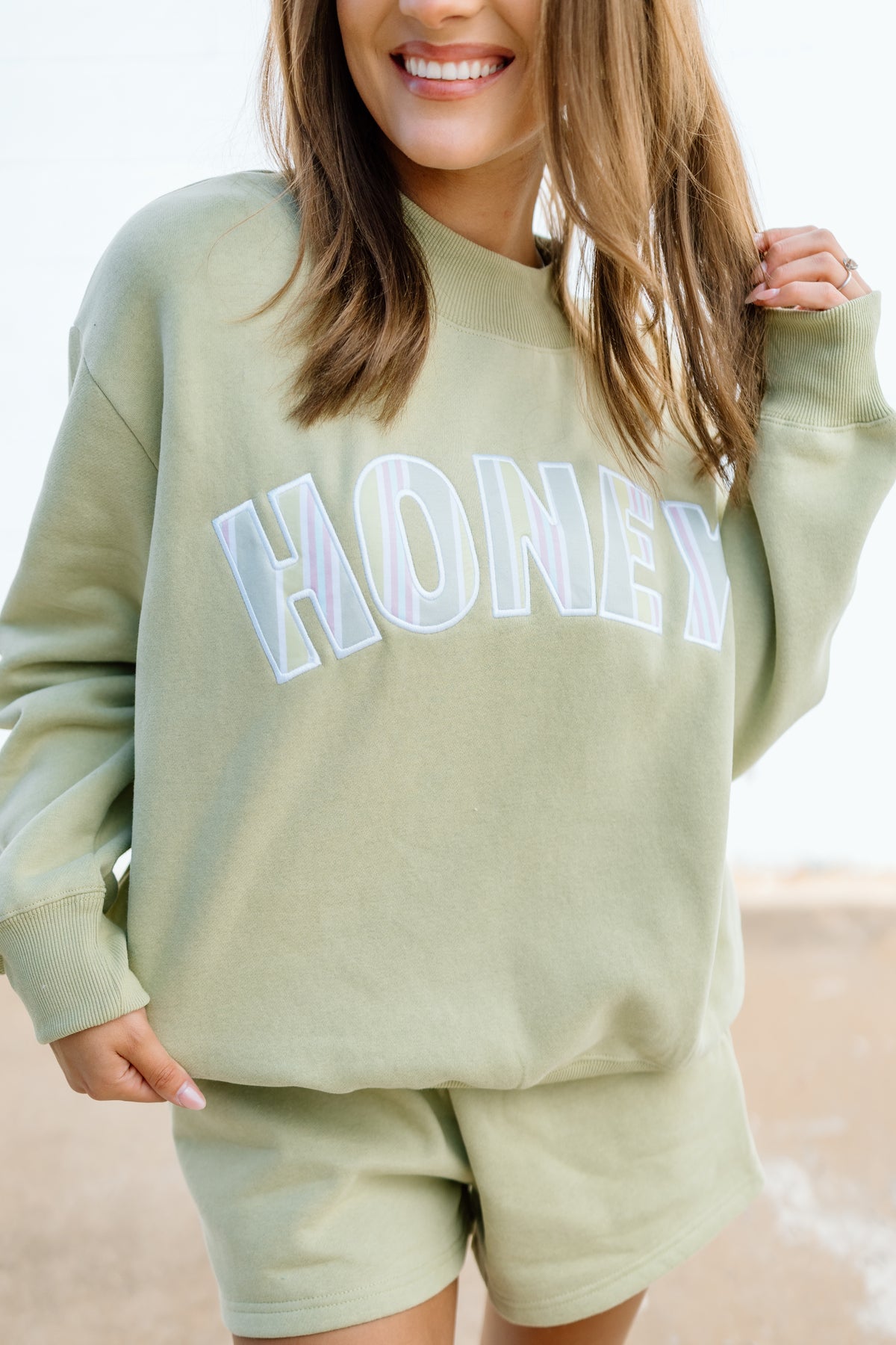 HONEY FUNKY STRIPE GREEN MOCKNECK