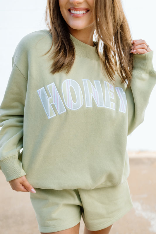 HONEY FUNKY STRIPE GREEN MOCKNECK