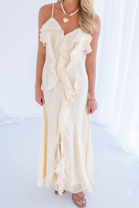 SO GLAD RUFFLE MAXI DRESS