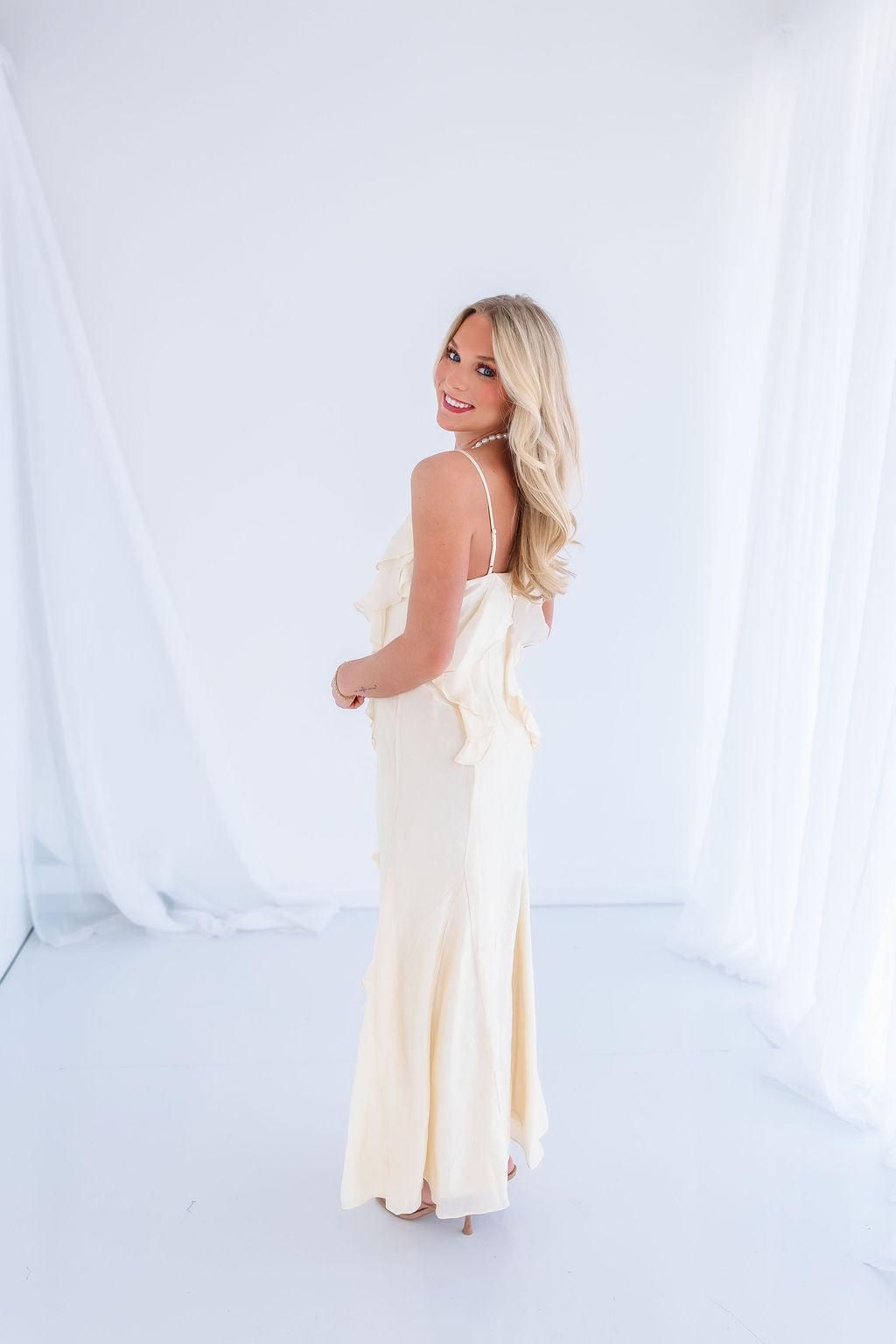 SO GLAD RUFFLE MAXI DRESS