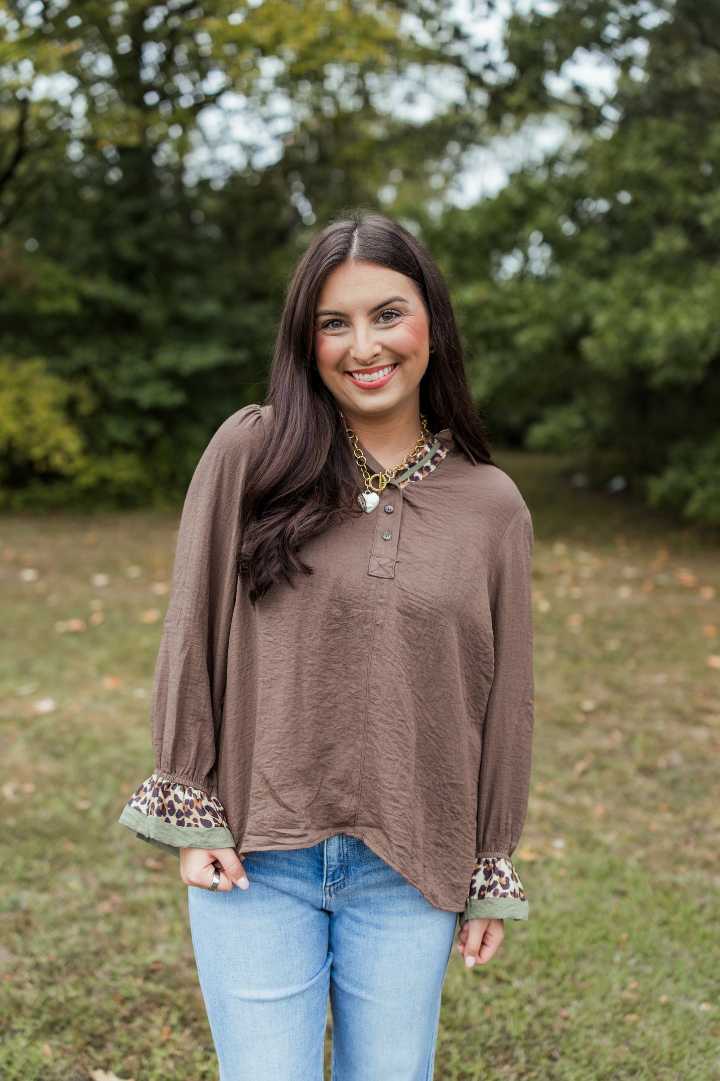 ALL TIMES LEOPARD TRIM TOP