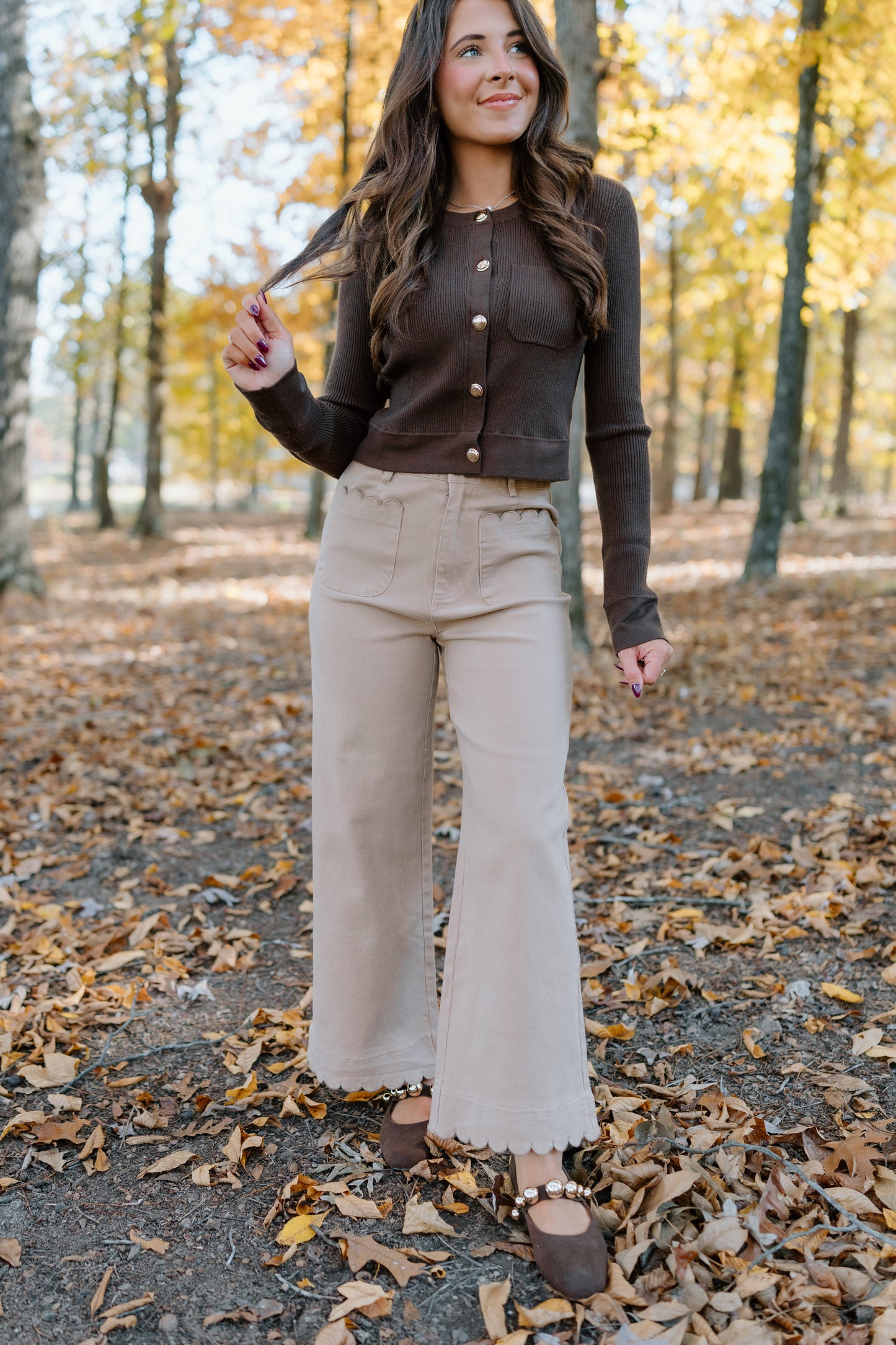 SCALLOP EDGE HIGH WAISTED PANTS