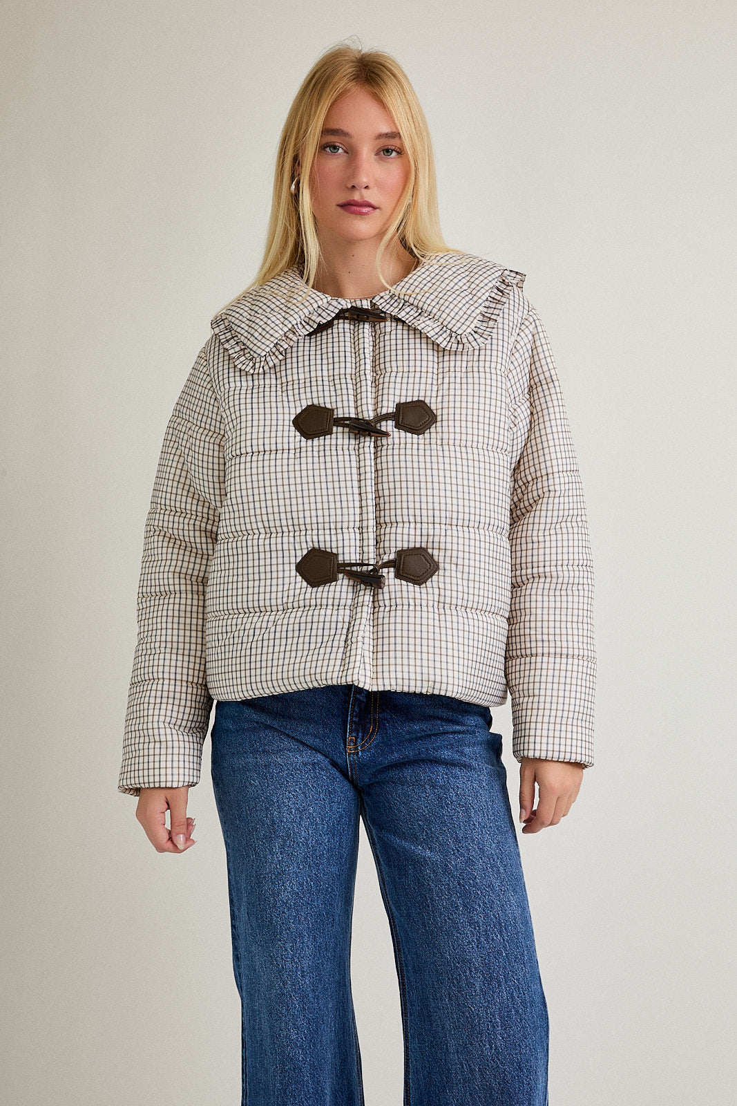 PLAID PADDED PUFFER JACKET