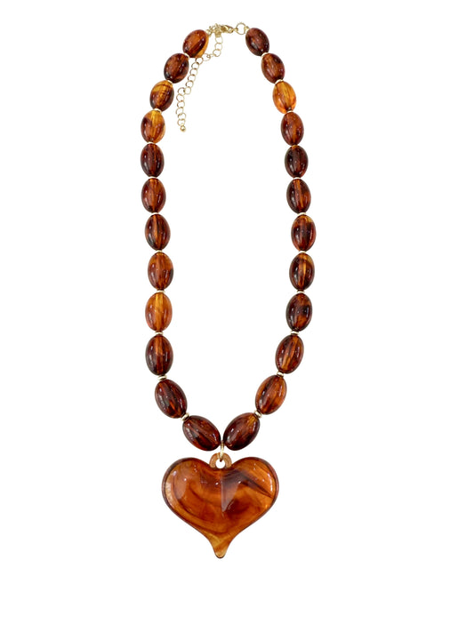 RED TORTOISE BEADED NECKLACE