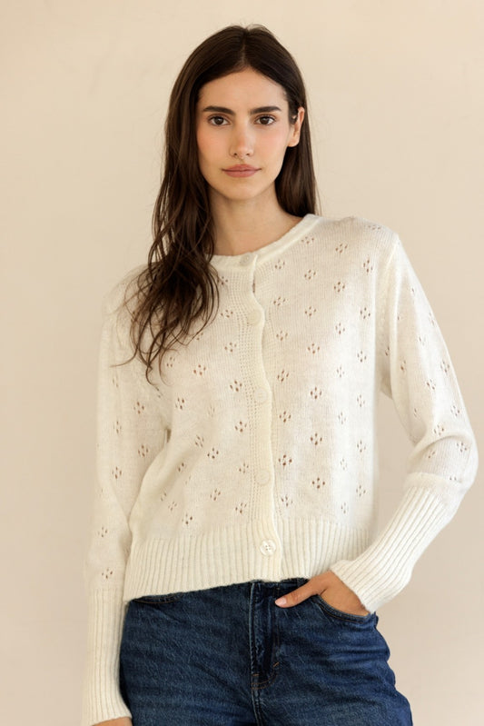RIBBED KNIT BUTTON DOWN CARDIGAN