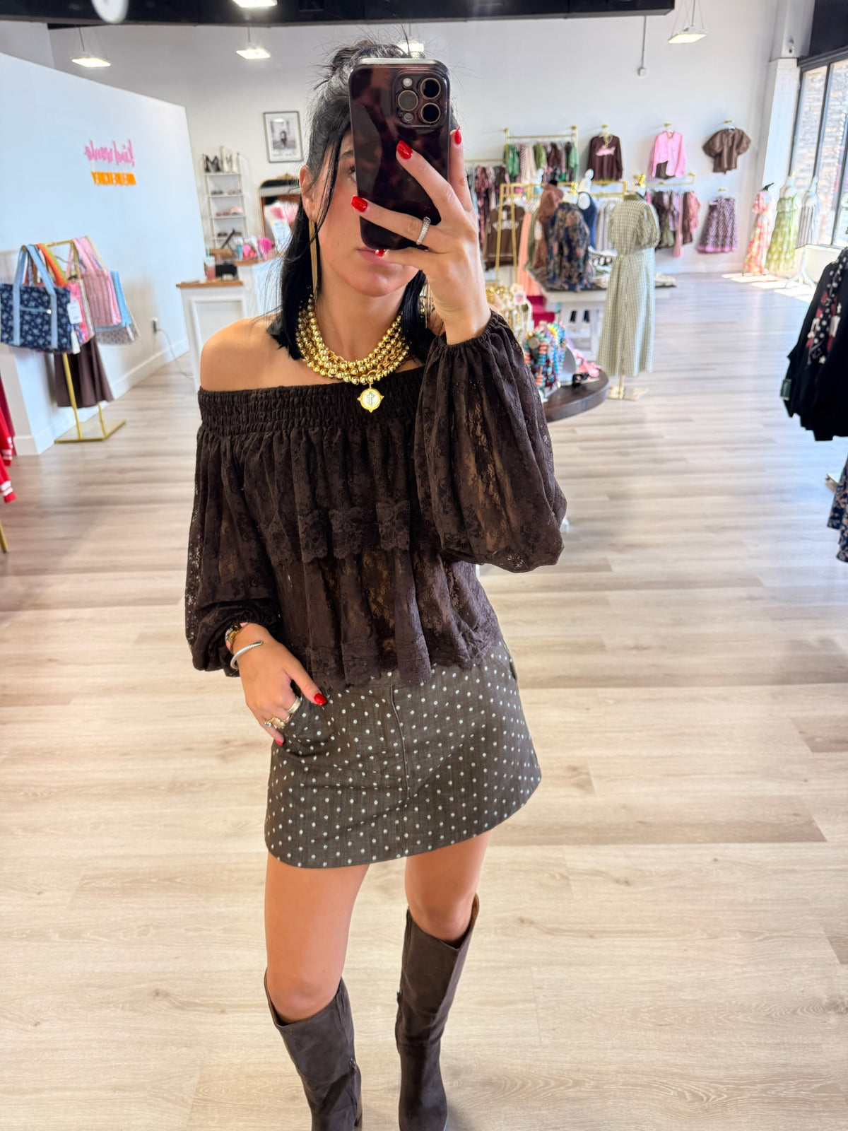 BALLOON SLEEVE LACE TOP