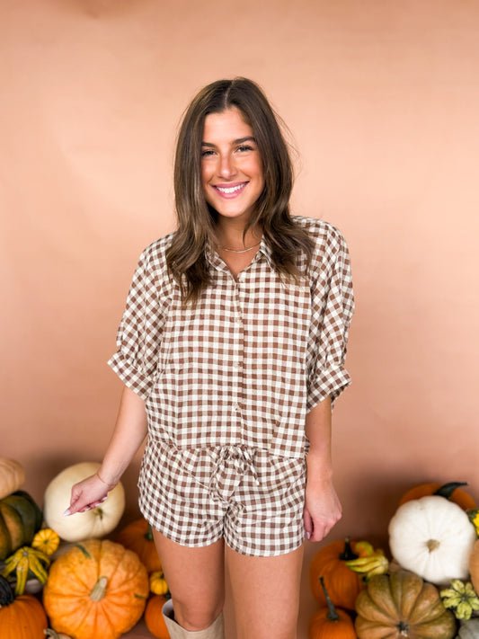 GINGHAM BUTTON DOWN SET