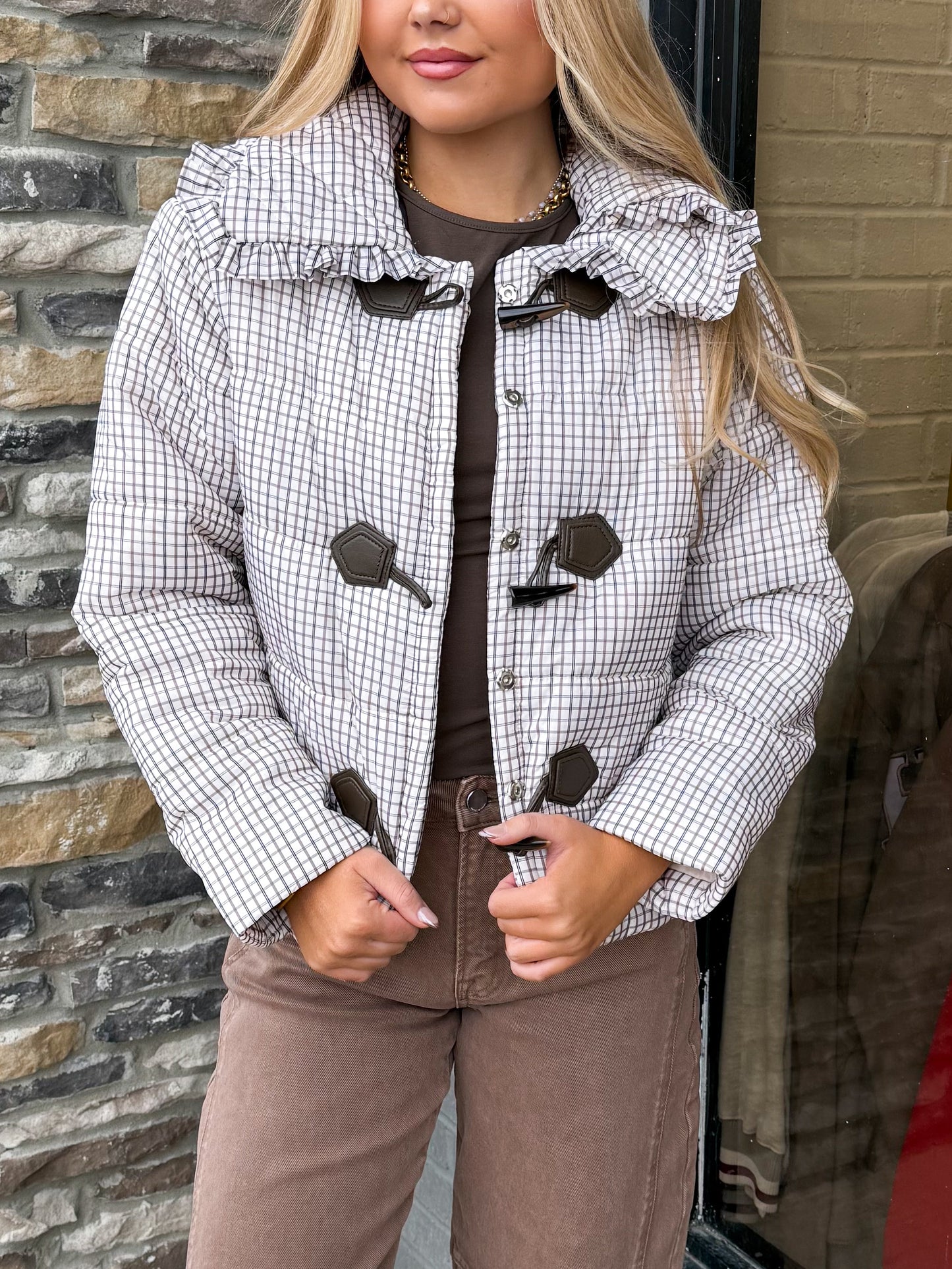PLAID PADDED PUFFER JACKET
