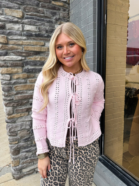 FRONT TIE KNIT CARDIGAN