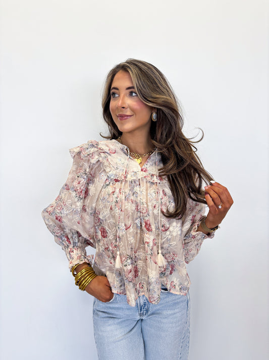 GRACE FLORAL RUFFLE BLOUSE