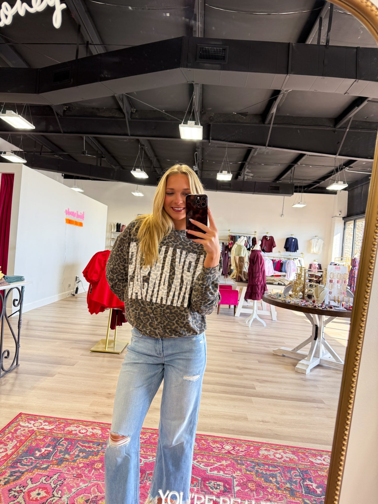 ARKANSAS LEOPARD TERRY FRENCH PULLOVER