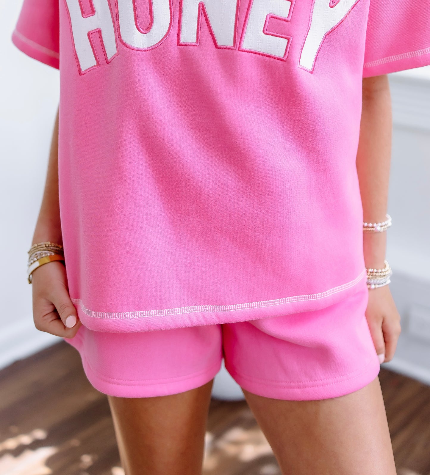 HONEY PINK STITCH SHORTS