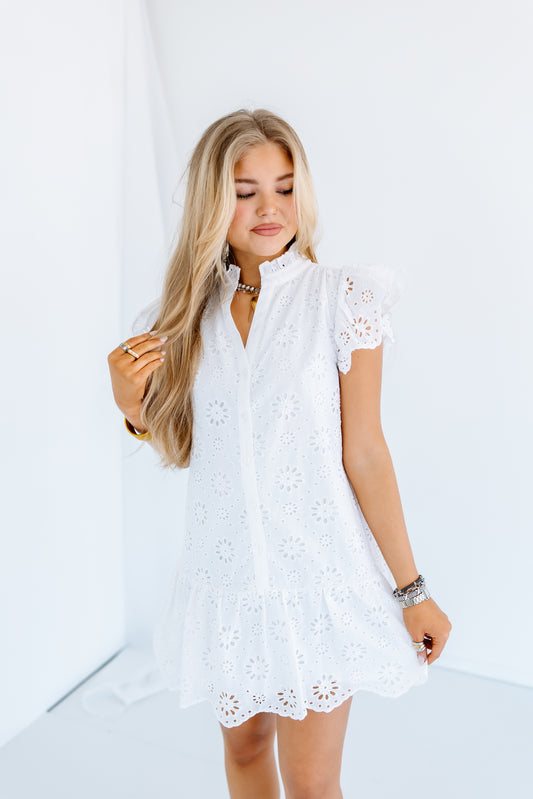 NEW HOPE EYELET MINI DRESS