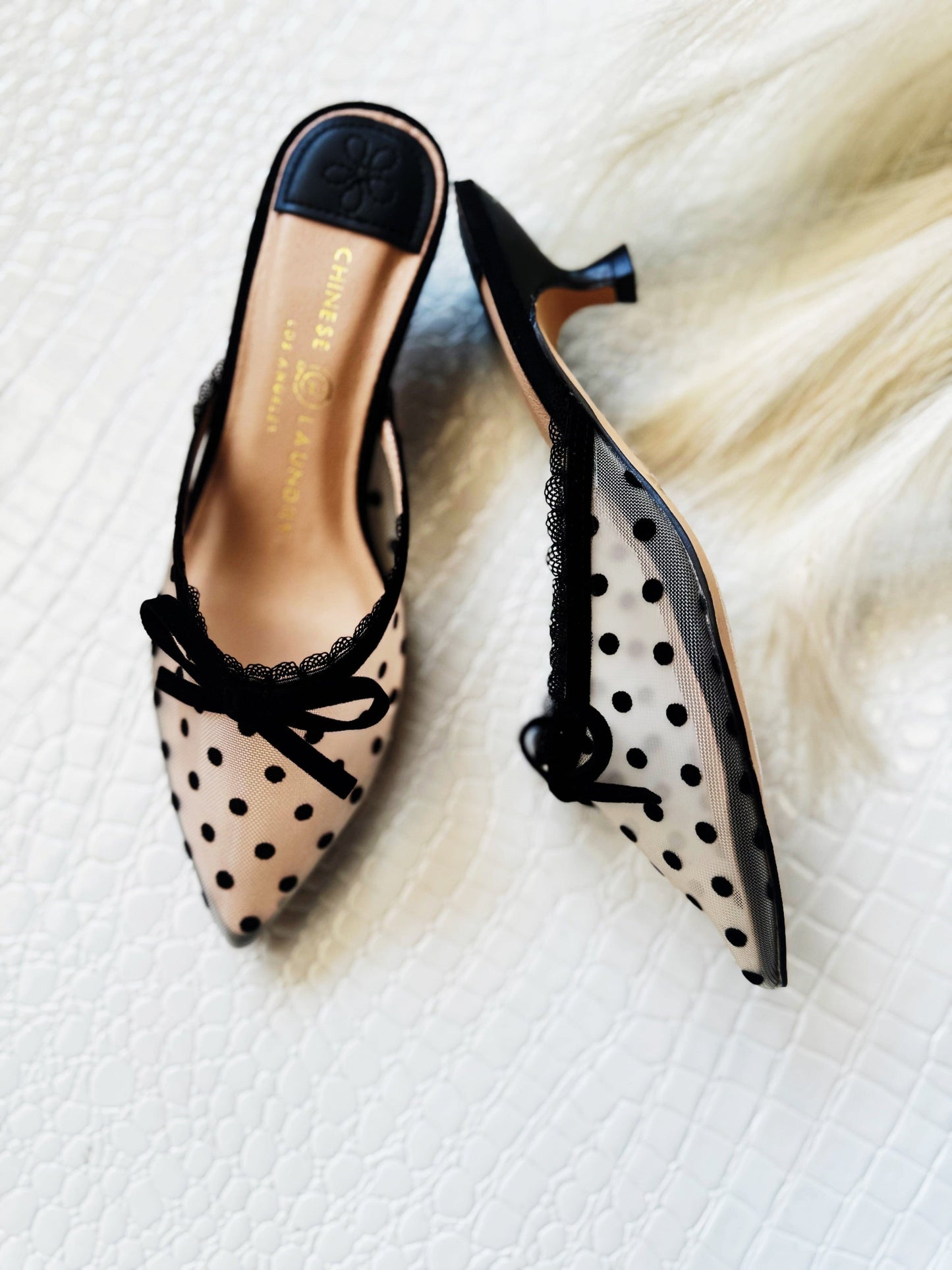 POLKA DOT KITTEN HEEL