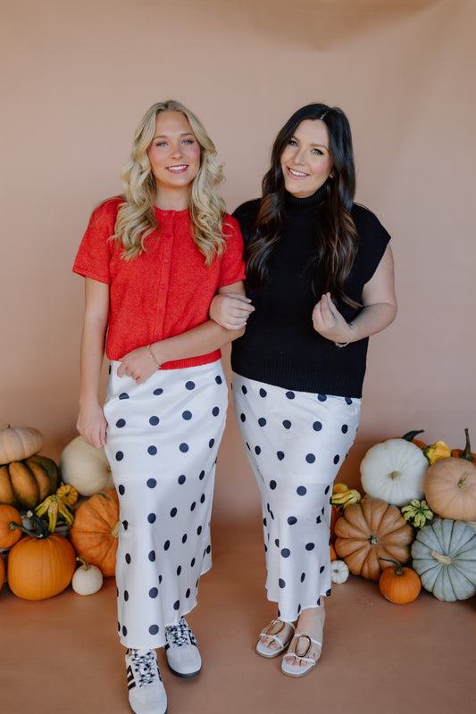 LOVE ALL THE DOTS SATIN POLKADOT SKIRT