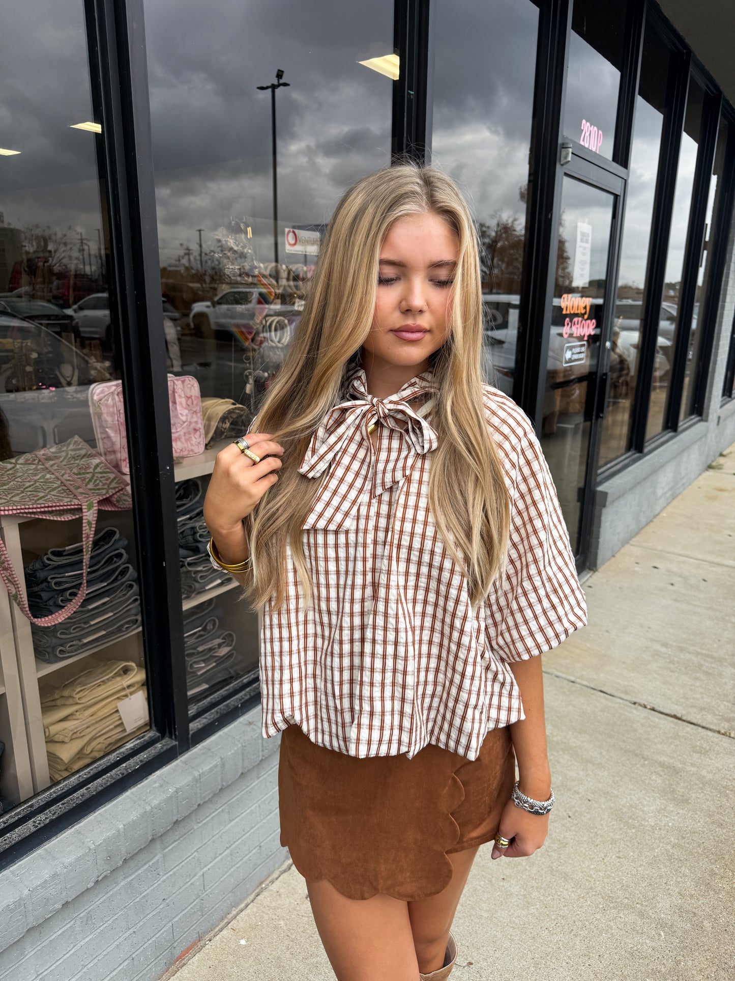 CHECKER TEXTURE BALLOON TOP