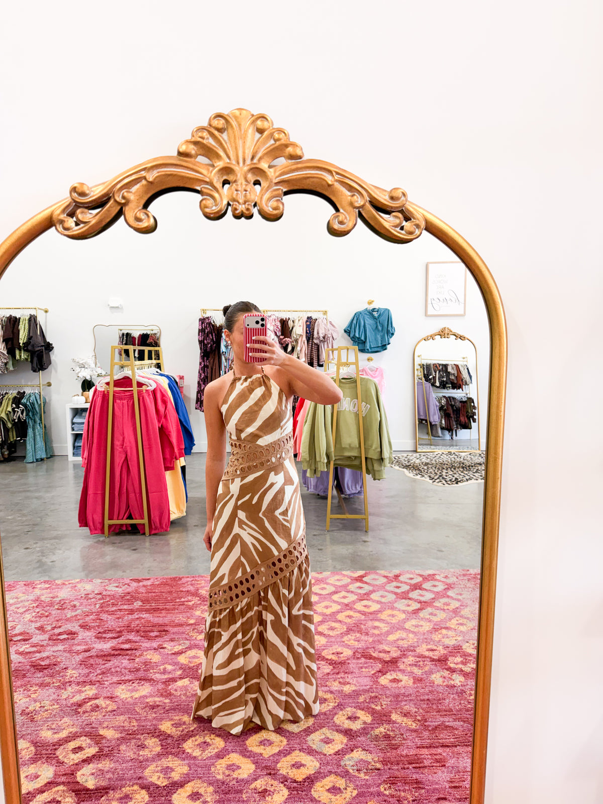 ZEBRA PRINT HALTER MAXI DRESS