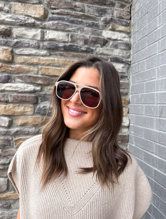 NASH ALMOND + BROWN SUNGLASSES