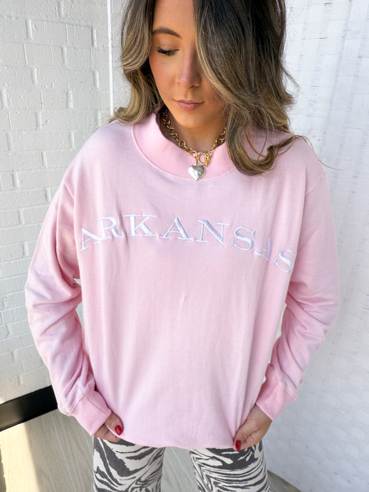 ARKANSAS EMBROIDERED MOCK NECK