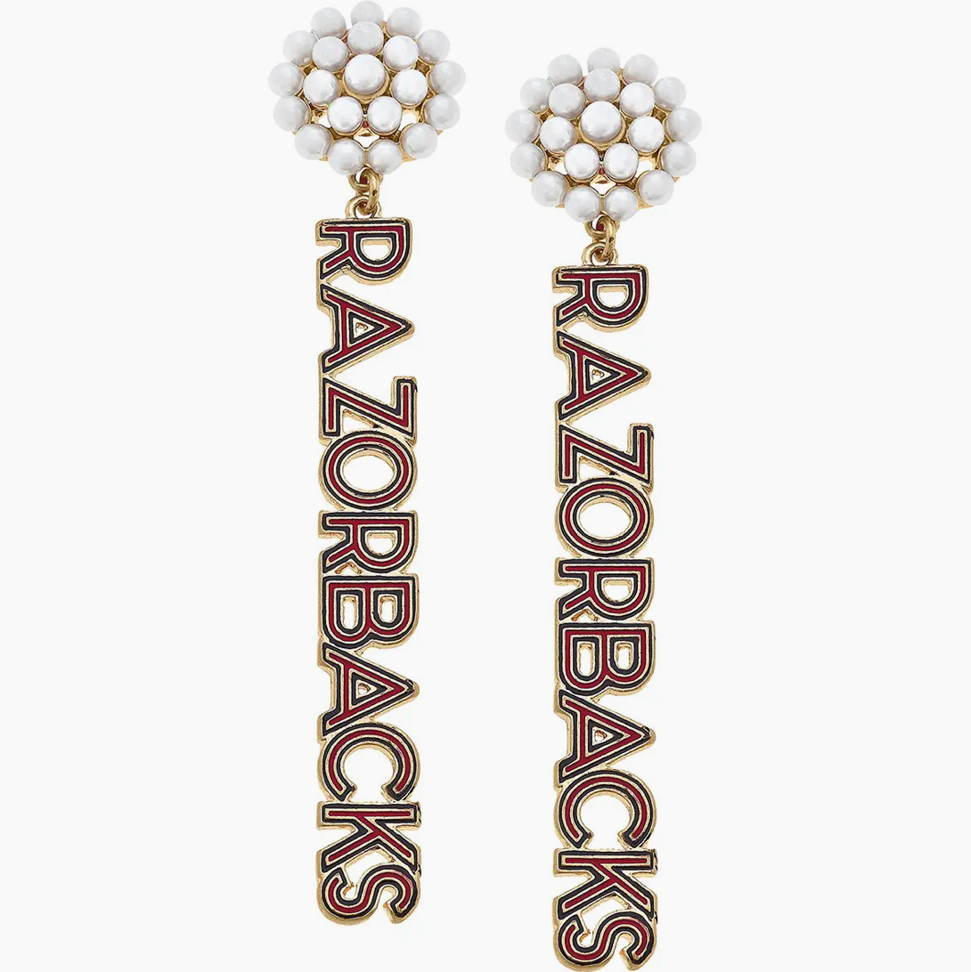 ARKANSAS RAZORBACKS OUTLINE ENAMEL DROP EARRINGS