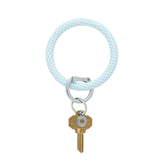 SILICONE BIG O® KEY RING - GINGHAM SWEET CAROLINA BLUE