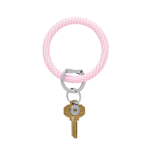 SILICONE BIG O® KEY RING - GINGHAM TICKLED PINK