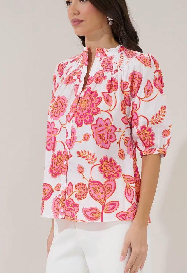 JASMINE FLORAL PUFF SLEEVE TOP