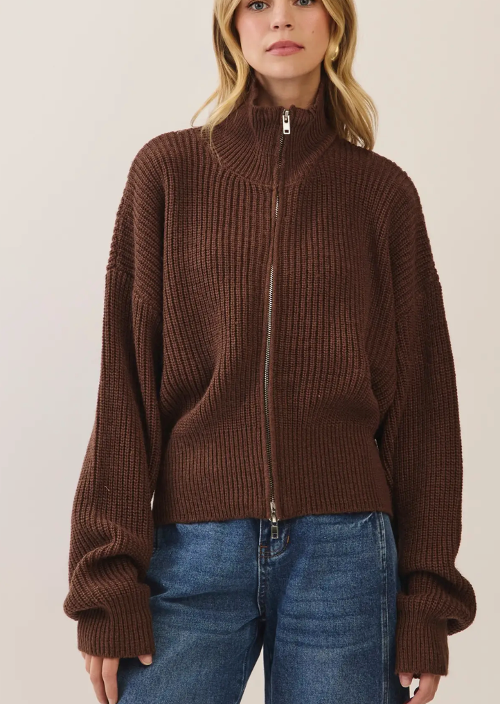 BEST BET DOUBLE ZIP CARDIGAN