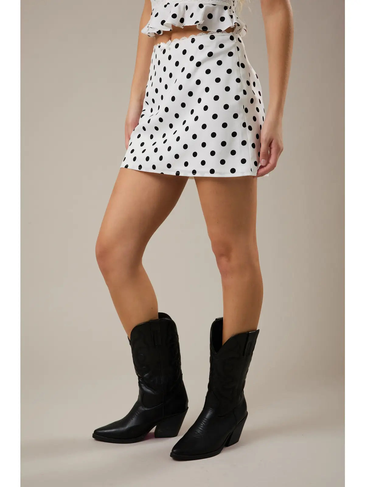 MID WAIST POLKA DOT MINI SKIRT