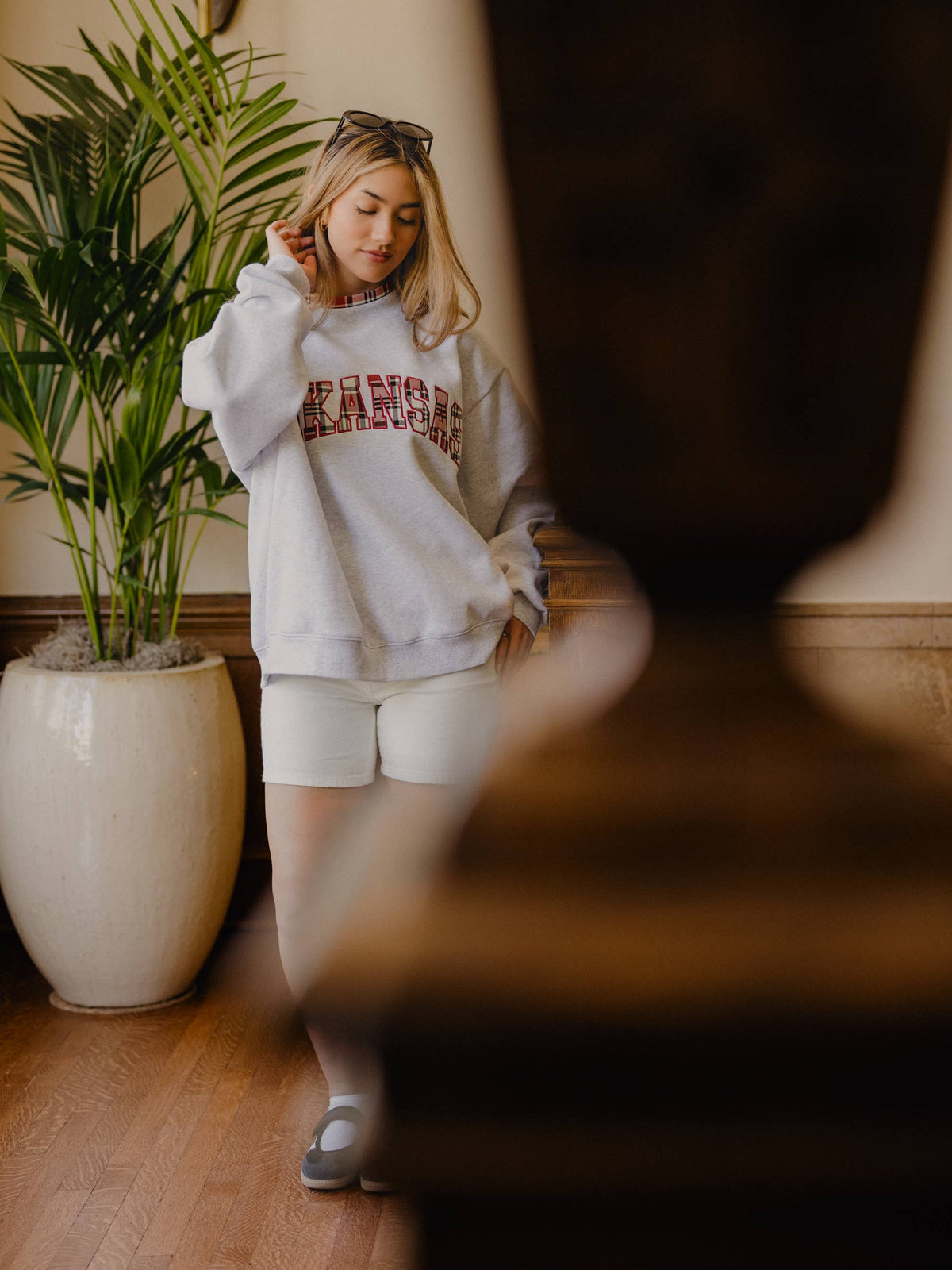 Arkansas Razorbacks Varsity Plaid Mock Neck Sweatshirt