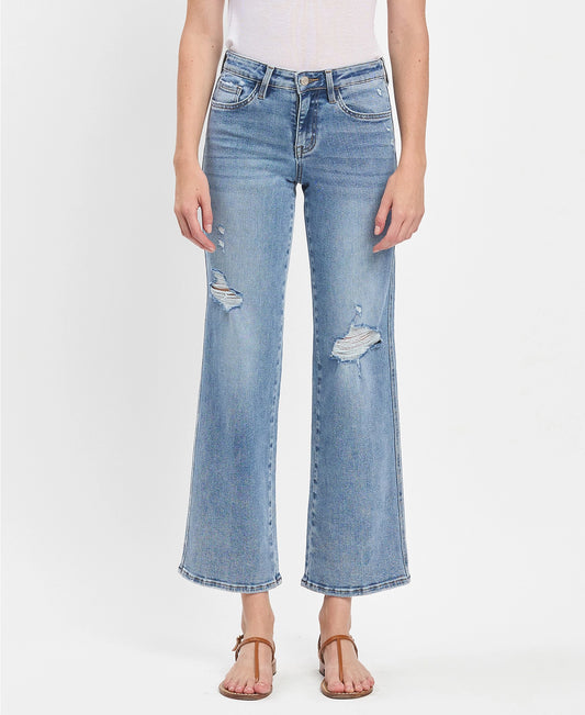 MID RISE ANKLE SLIM WIDE JEANS