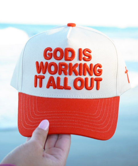 God Is Working It All Out - Red Trucker Hat