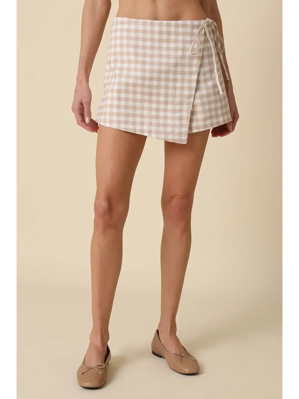 KAILEE GINGHAM WRAPPED SKORT