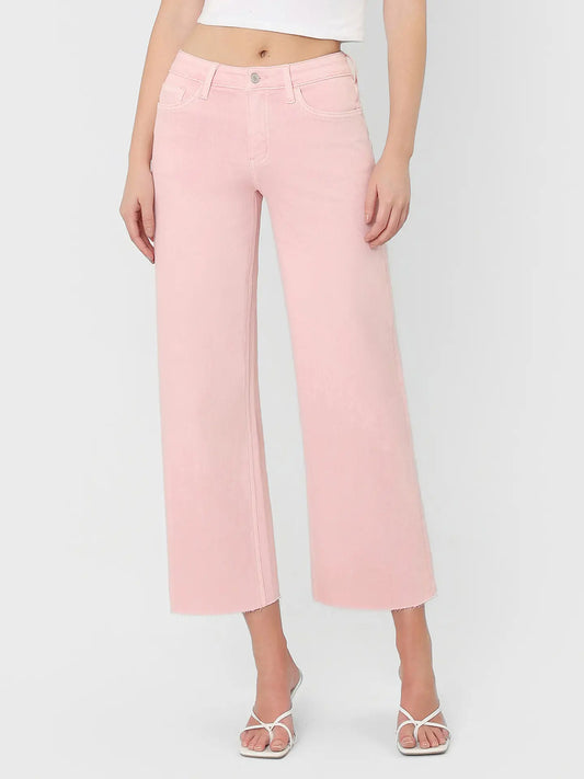 PALE LILAC CROPPED FLARE DENIM