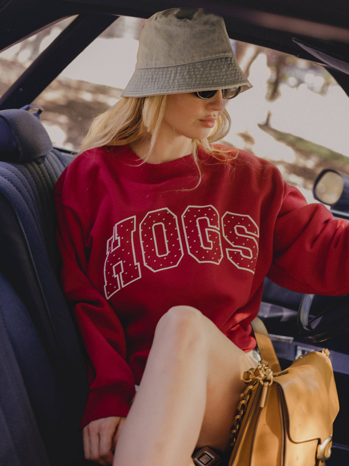Arkansas Razorbacks Polka Dot Puff Wknd Mock Neck Sweatshirt