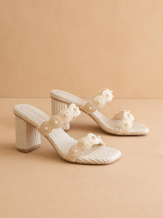THE HELENA RAFFIA BLOCK HEELS