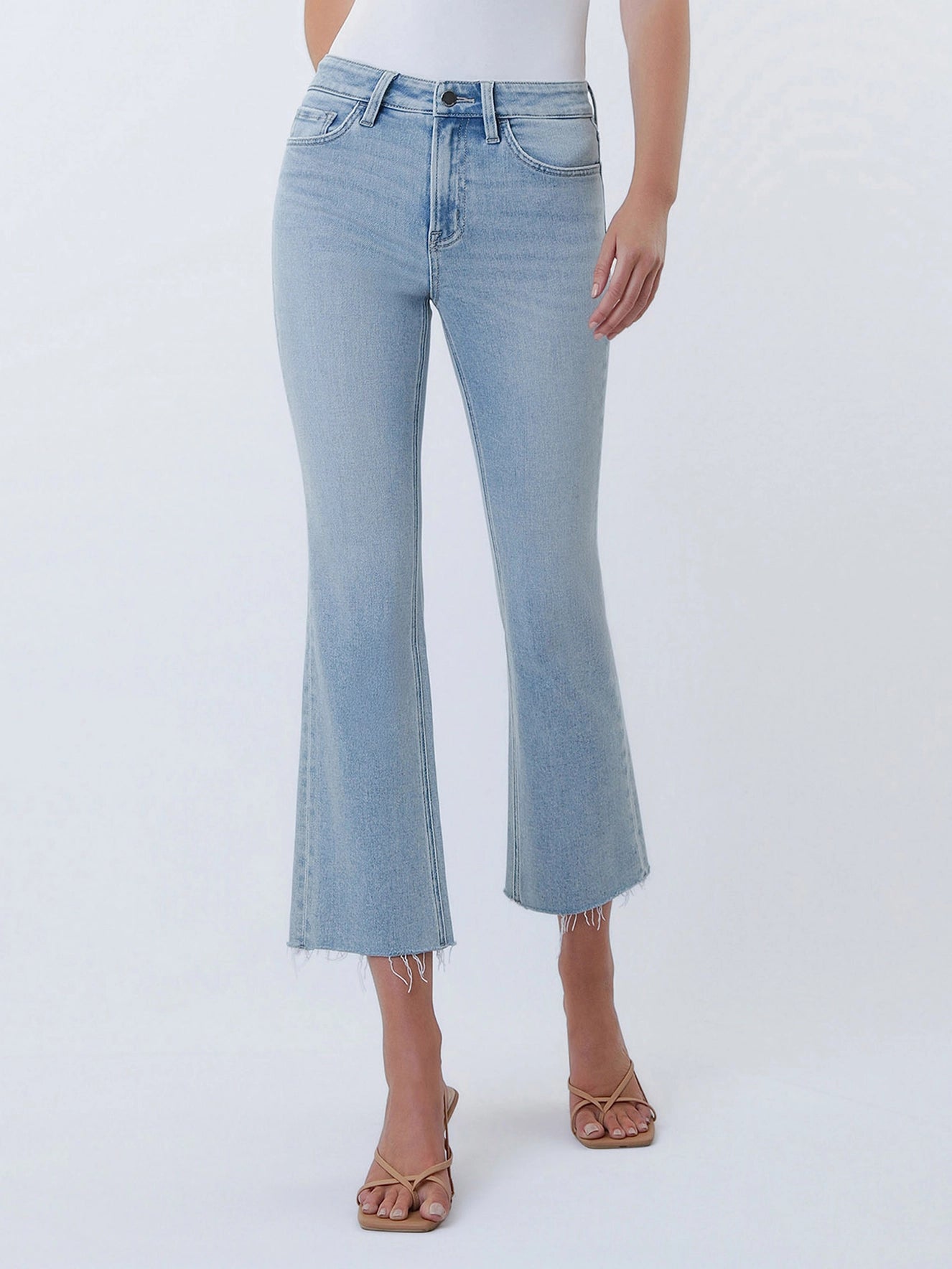 ASTONISHING HIGH RISE LIGHT WASH KICK FLARE JEANS