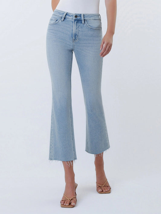 ASTONISHING HIGH RISE LIGHT WASH KICK FLARE JEANS